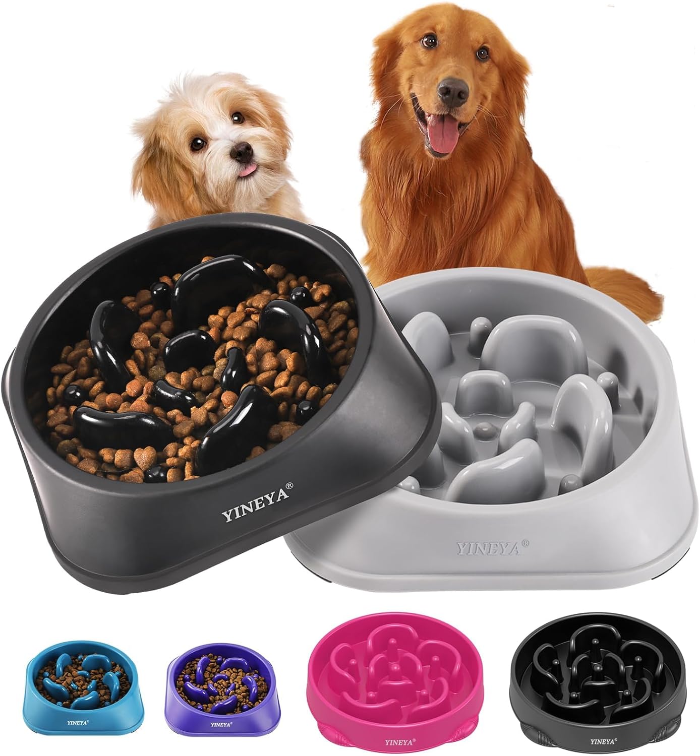 YINEYA - Set de 2 Antiglotones, Cuenco para Perros y Gatos, Antiglotones, Accesorio Reductor de Alimentación, Laberinto Puzzle para Razas Medianas 1