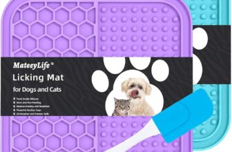 MateeyLife Alfombrilla para Lamer para Perros 15 x 15 cm – Comedero para Perros y Gatos con Ventosas, Ideal para Queso, Mantequilla de Maní y Más – Reduce la Ansiedad y Mejora la Alimentación (Morado y Azul Claro)