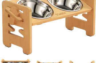 Vantic Comedero Elevado para Perros con 6 Alturas Ajustables, Comedero Elevado para Perros con 2 Cuencos de Acero y 4 Pies Antideslizantes Incluidos
