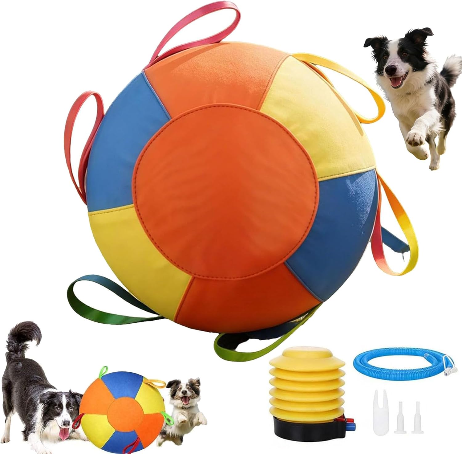 Pelotas de pastoreo para perros, pelota gigante calmante para perros, pelota inflable gigante de 10, 18 y 22 pulgadas con asas reforzadas, cubierta y bomba, juguete duradero resistente a desgarros para entrenamiento y juego de ejercicios (25 cm/9,84 pulgadas) 1