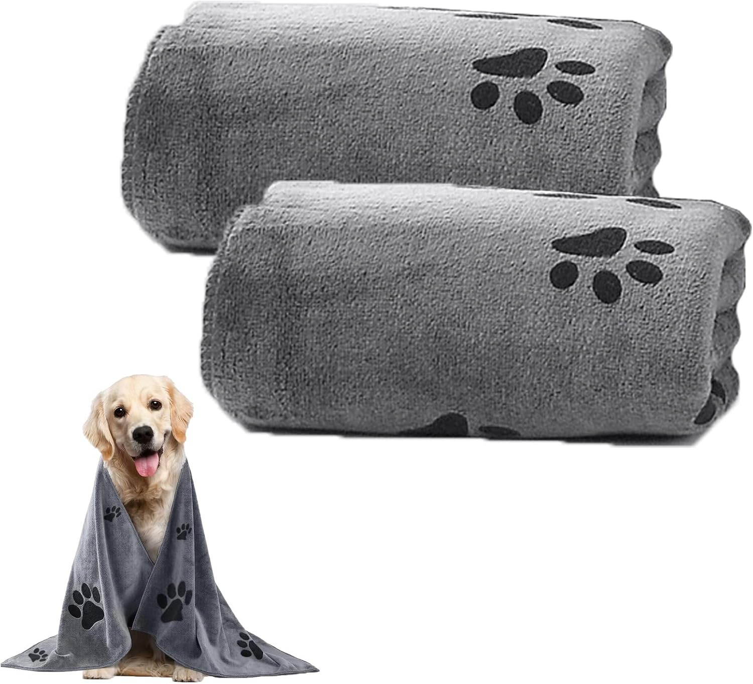 2 Piezas Toalla para Perros, Paño Ultra Absorbente para Perros, Toallas de Secado Rápido para Mascotas, Accesorios para Perros Reduce el Tiempo de Secado, Gatos, Perros u Otras Mascotas (100 x 50 cm) 1