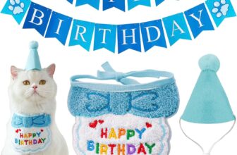 SSKHE Juego de banderines de cumpleaños para perros y gatos, bandana, ropa y accesorios para perros pequeños, mini sombreros de fiesta para animales de juguete, traje de gatito, regalo para seres queridos