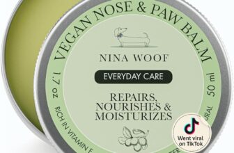 Nina Woof Almohadillas de crema vegana para perros – Cera y bálsamo para patas para perro, humectante natural con ingredientes orgánicos y protector nasal de manteca de karité, 100% seguro para lamer – 50 ml