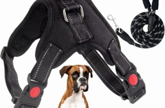Arnés para perros grandes, sin tirones, ajustable con tela transpirable y botones de seguridad, accesorios de correa reforzados para perros grandes (negro L)