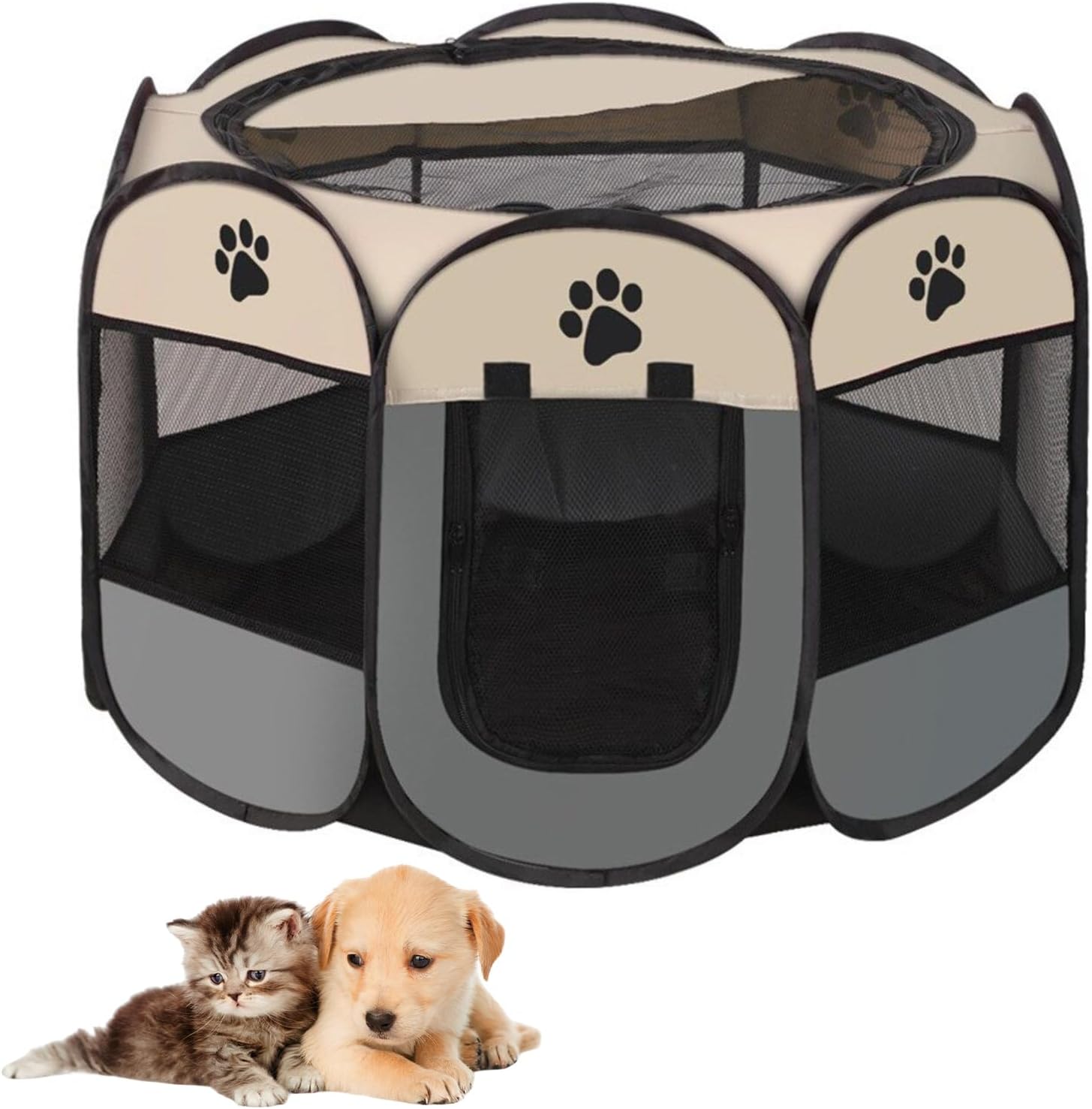 Parque Infantil Plegable para Perros, Parque Infantil portátil para Perros, Parque Infantil Impermeable de Tela Oxford, para Interiores y Exteriores, para Cachorros, Gatos, Perros, Conejos, 74 x 74 x 43 cm 1