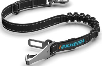 Iokheira Cinturón de seguridad para perros, cinturón de seguridad para mascotas y accesorio de barra de bloqueo con mosquetón giratorio con cerradura (negro)