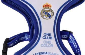 Arnés para Perros Real Madrid, Talla M, Diseño Oficial Escudo Bordado y Ajuste Seguro – Arnés para Perros Real Madrid, Accesorio Resistente y Cómodo para Perros Medianos Control Total y Estilo Merengue en Cada Paseo