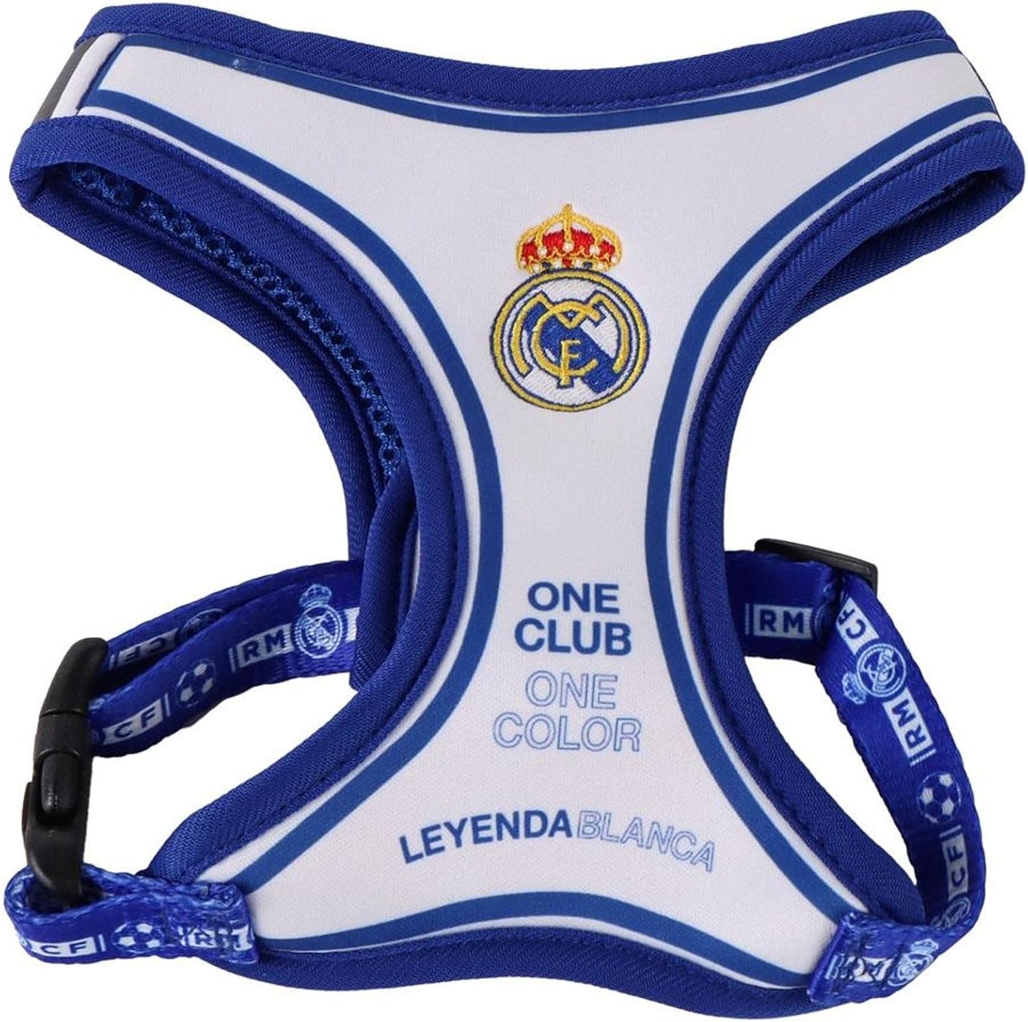 Arnés para Perros Real Madrid, Talla M, Diseño Oficial Escudo Bordado y Ajuste Seguro - Arnés para Perros Real Madrid, Accesorio Resistente y Cómodo para Perros Medianos Control Total y Estilo Merengue en Cada Paseo 1