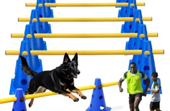 Accesorios de Entrenamiento de Agilidad para Perros y Caballos 5 Set Agility Set Perros Barreras Juego de Obstáculos Niños 23cm para Entrenamiento de Animales y fútbol (Azul 32cm 6Set)