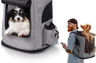 Mobiclinic® Pets Mochila para Mascotas, Plegable, Ventana de Malla, Bolsillos para Accesorios, Múltiples Accesos, Doble Asa, Ajustable, 30 x 25 x 40 cm, Transportín para Perros y Gatos, Thor