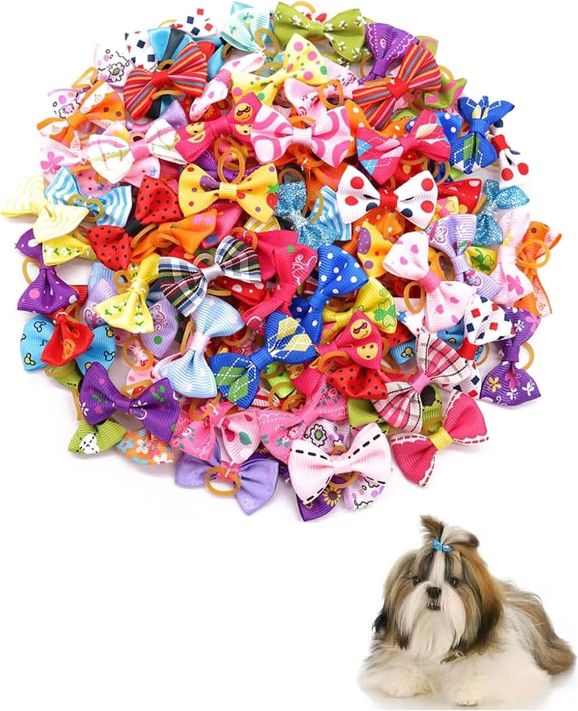 20 Lazos para el Pelo de Perro, Lazos para el Pelo de Perro, Accesorios para el Pelo de Perro con Bandas para Perros pequeños, Gatos y Cachorros, Colores Aleatorios 1