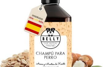 Belly® Champú para Perros Piel Sensible – Con Avena y Manteca de Karité – Alivia el Picor y la Irritación – Hidrata la Piel y Suaviza el Cabello – 250 ml – pH Equilibrado – Vegano – Para Cachorros y Adultos