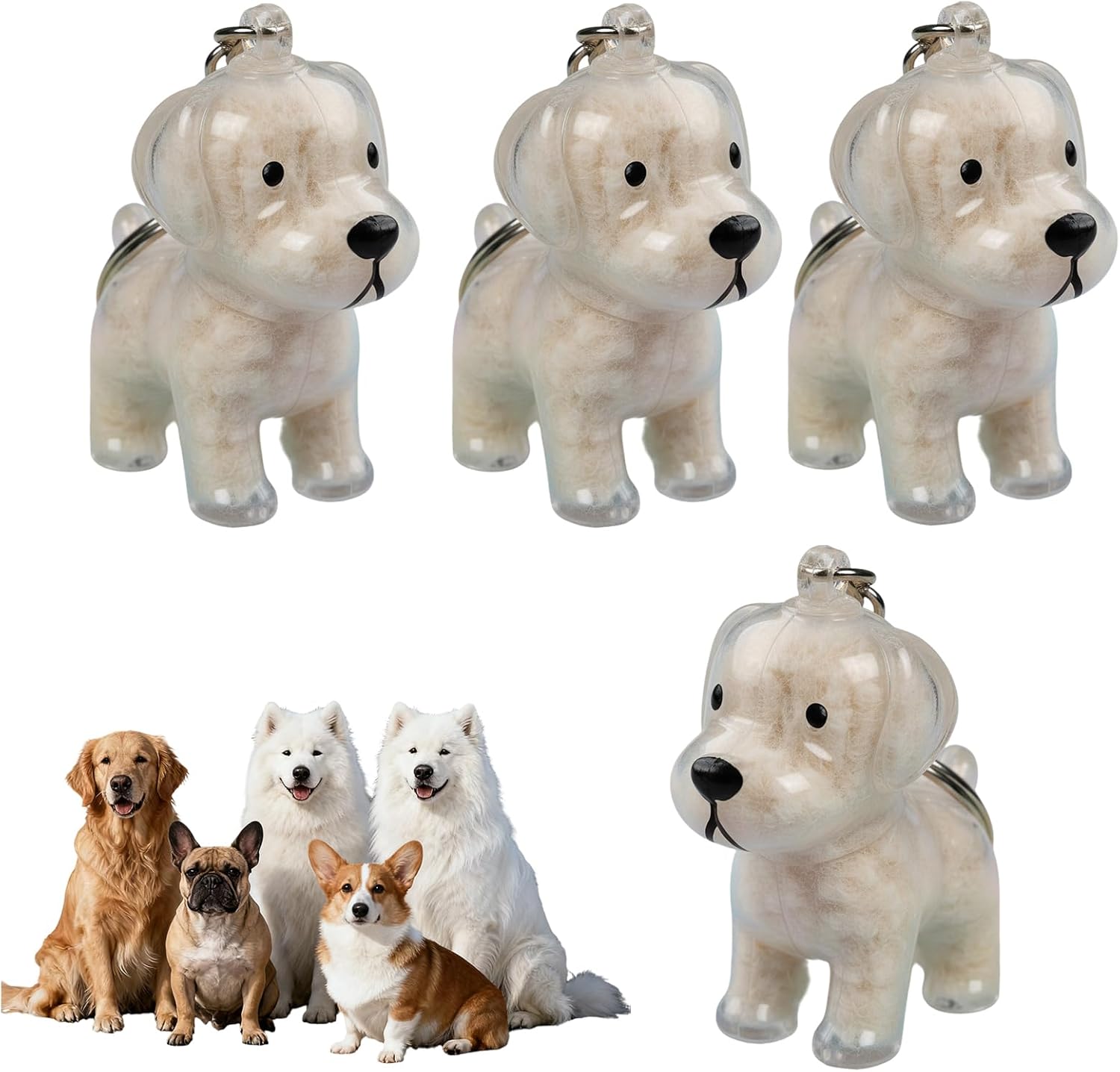 4 Piezas Llavero para Almacenamiento de Pelo de Perro, Bolsa de Almacenamiento de Pelo para Mascotas, Llaveros para Guardar Pelo de Mascotas, Memorial de Mascotas, Accesorios para Perros 1