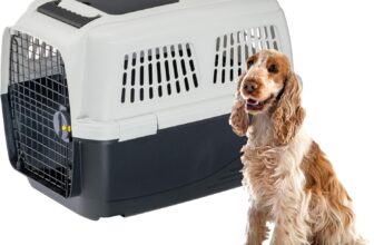 Ferplast Transportín Perro CLIPPER PLUS, IATA, Transportín para Perros Medianos max 20 Kg, Cierre Seguro, Doble Compartimento para Accesorios, Asa extraíble, 71 x 50 x h 51 cm