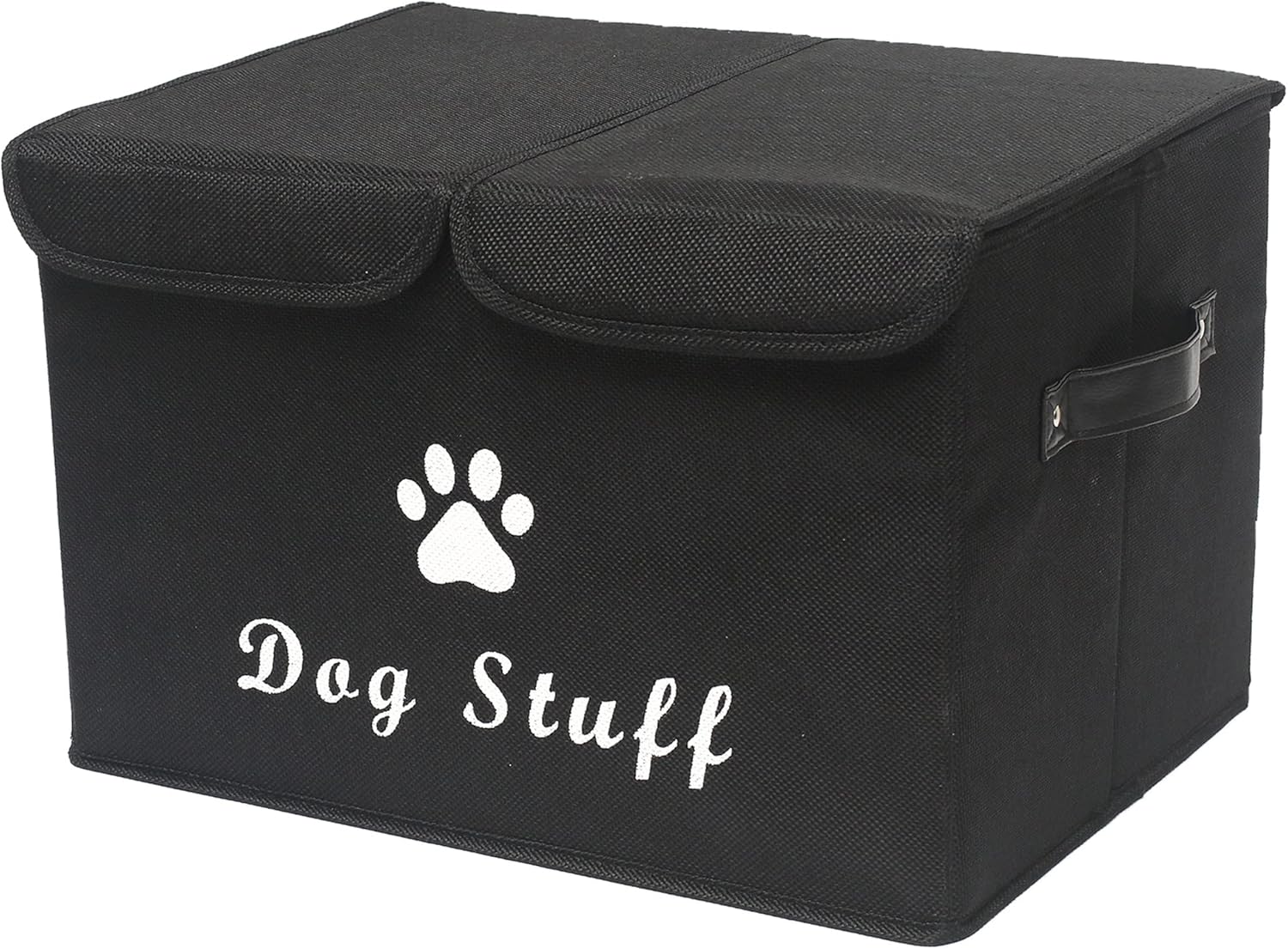 Morezi Caja de juguetes para perros con tapa, caja de almacenamiento de juguetes para mascotas, adecuada para guardar juguetes y accesorios para perros y gatos, color negro 1