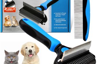 Cepillo para perros y gatos de pelo largo – Peine profesional grande para desenredar y desenredar perros, gatos persas y mascotas, removedor de pelo corto, pelo muerto, resistente (grande)