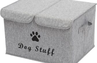 Morezi Caja de juguetes para perros con tapa, caja de almacenamiento de juguetes para mascotas, adecuada para guardar juguetes y accesorios para perros y gatos, color gris nieve