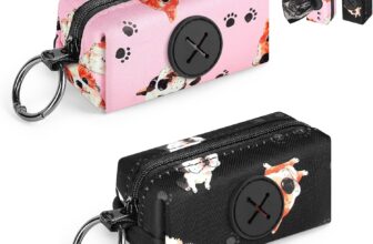 2 bolsas dispensadoras para bolsas de caca de perro, soporte para bolsas de caca de perro, tela suave con mosquetón, accesorios para perros para caminar, correr, senderismo (piernas – rosa y azul)