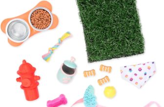 Glitter Girls – GG Pet Set – Juego de accesorios para mascotas – Cuencos y golosinas para perros – Correa para perros, collar, césped, boca de incendios – 3 años +