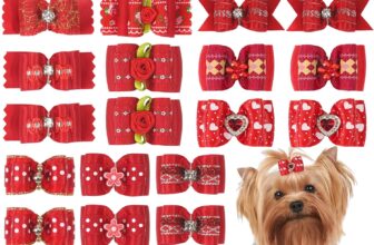 24 lazos para el pelo de perro, lazos rojos con banda de goma para accesorios para el pelo de cachorro Yorkie