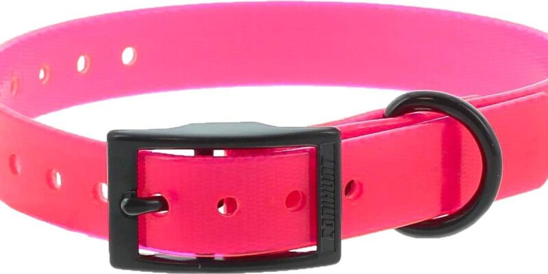 Dog Collar Pink Polyurethane 45 cm Double Buckle, Engravable (see details)