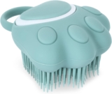 TIESOME Bath Brush for Dogs and Cats, Soft Silicone Pet Shampoo Dispenser Shower Brush for Washing Short and Long Hair Dogs and Cats (Blue Paw)