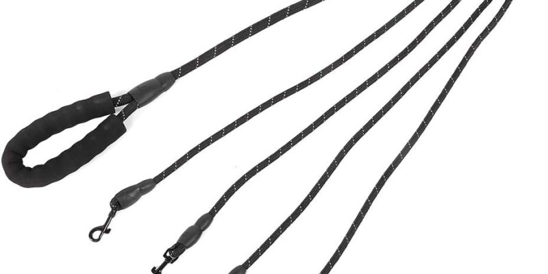 Cuerda de tracción para mascotas de 4 vías, accesorios para caminar al aire libre, arneses, correas, correa para perros múltiples para 4 perros, forma libre n.° 3 para caminar a la vez (negro)