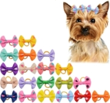 Dog Hair Bow, 20 Pieces Dog Hair Bows with Elastic, Dog Hair Accessories, Decoration for Long Haired Dogs, Multi-Colour, Random Style
