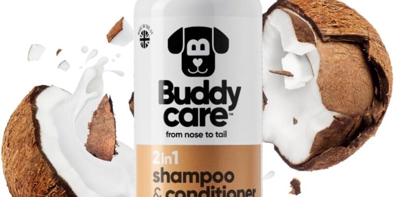 Buddycare Champú y Acondicionador para Perros | Aroma a coco | con Aloe Vera y Pro Vitamina B5 2en1 500ml