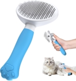 Zivacate Brush for Cats and Dogs [Ergonomic Grip and One-Click Cleaning and Patented Design] Pet Hair Remover Brush for Dogs/Cats/Rabbits Short and Long Hair (Lake Blue)