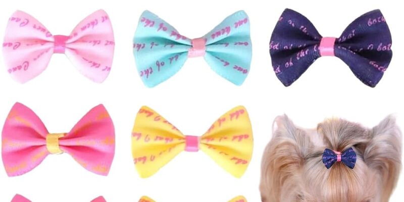 10 Piezas Horquillas para Perros con Lazos de Colores, Accesorios para Perros Pequeños y Gatos, Adornos para el Pelo en Paseos, Fiestas