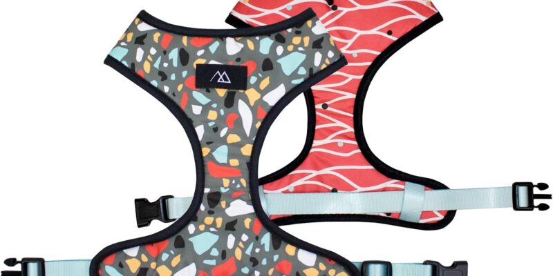 Reversible Harness for Small Dogs – 19.5 x 18.5 cm – Mosaic Design – Size XS – Very Resistant and Comfortable – Safe – Dog Accessories