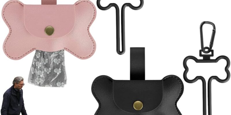 Dispensador de bolsas para excrementos de perros, 2 juegos de soportes para bolsas de excrementos para perros que caminan, corren, accesorios para bicicletas, negro y rosa