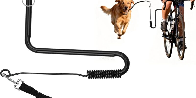 Correa para bicicleta para perros, accesorio para bicicleta manos libres, cuerda con núcleo de acero giratorio de 180°, correa ajustable para perros medianos y grandes, ejercitador de perros