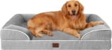 EHEYCIGA Extra Large Dog Bed, 112 x 81 x 16 cm, Washable Waterproof Dog Mattress with Memory Foam, Removable Orthopedic Dog Sofa, Grey