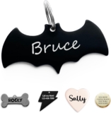 316 Stainless Steel Surgical Grade Pet ID Tag Name Necklaces Accessory Cat ID Plate Funny Personalized Pendants for Dogs Bat