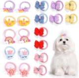 20 Accesorios para el pelo de perros, lazos y mini diademas con bandas elásticas, accesorios para perros pequeños, colores surtidos para es