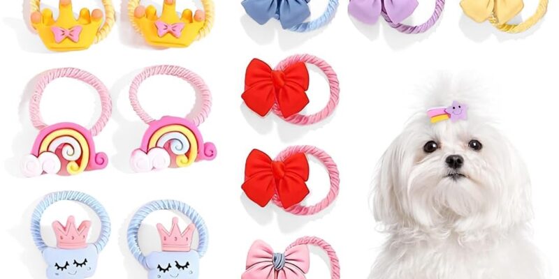 20 Accesorios para el pelo de perros, lazos y mini diademas con bandas elásticas, accesorios para perros pequeños, colores surtidos para es