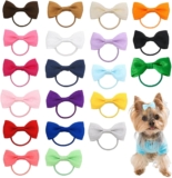 Accesorios para el pelo de perros, paquete de 20 accesorios para el pelo de perros pequeños, lazos, diademas para mascotas, diseño elástico, material de poliéster multicolor