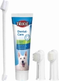 TRIXIE Dental Hygiene Set for Dogs, Toothpaste with Mint (100 g), Finger Brush and Massage Brush, Complete Oral Care, Plaque Prevention and Bad Breath