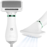 Pet Hair Dryer | Portable Quiet 2 in 1 Hair Dryer with Handy Brush | Adjustable Temperature | for Small and Medium Dogs and Cats