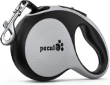 Pecute Extendable/Retractable Dog Leash, 8 Metres, Grey Straps with Reflective Bands for Daily Dog Walks|Dogs Accessories