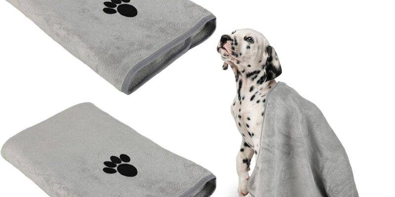 Dog Towels 100 x 50 cm Pack of 2, Large Dog Bath Towels, Microfiber Pet Towels, Quick Dry Pet Towels, Dog Bath Accessories