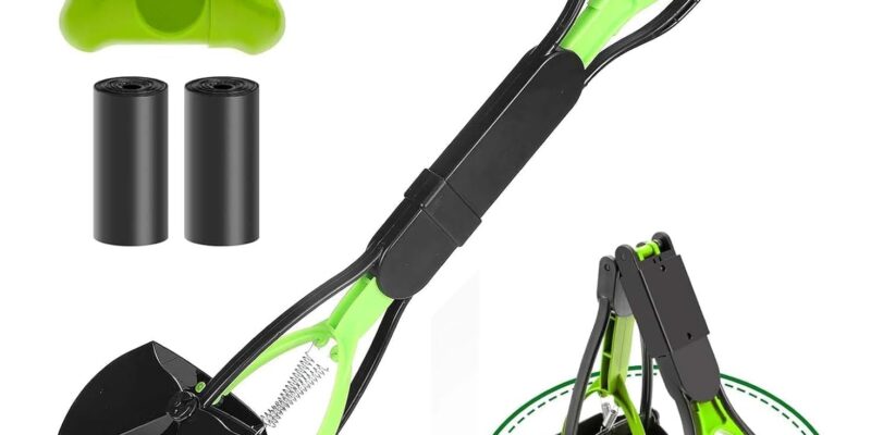 Poop Bags Dog Poop Bags with Dog Poop Bags with Bag Holder Dog Poop Accessories for Dogs Long Handle Dustpan (Green)