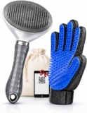 Cepillo Quitapelos para Perros y Gatos + Guante Quitapelos para Mascotas | Kit Completo para Eliminar el Pelo Suelto | Ideal Cabello Corto y Largo | Incluye Bolsa Reutilizable y Guía Digital