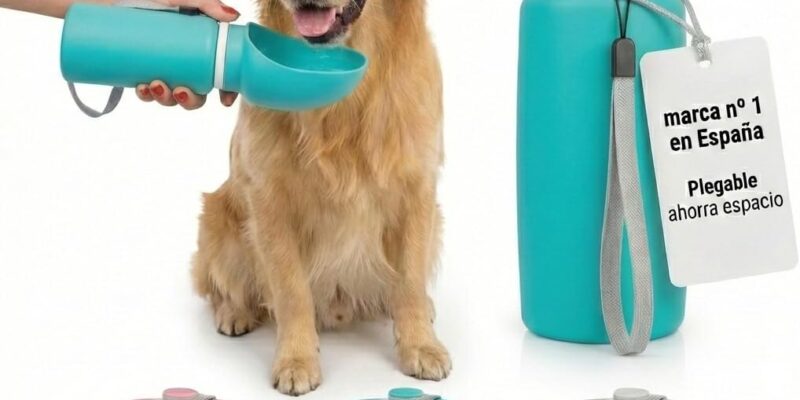 JARUKI Bebedero Plegable de Silicona para Perros 550ml | Botella de Agua Higiénica para Perros Fácil de Limpiar Antigoteo | Caídas resistentes al paso de botellas | Accesorios para Viajes y Paseos de Perros (Turquesa)
