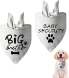 2 Pcs Dog Bandanas White Triangle Pregnancy Announcement Bandana for Dogs Large Pet Scarf with Big Brother Pet Costume Accessories Dog Gifts