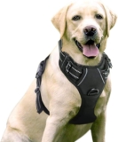 Rabbitgoo Arnés para Perros Grande Mediano Pequeño Arnés Pecho Antitirones Perros Coche con Líneas Reflectantes Cómodo Transpirable Chaleco Acolchado Ajustable para Entrenar Correr Negro Talla Grande