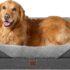 EHEYCIGA Cama Ortopédica Grande para Perros, 106 x 76 cm, Sofá Cama con Respaldo Alto, Colchón para Perros de Espuma viscoelástica Impermeable, Funda Lavable, Gris
