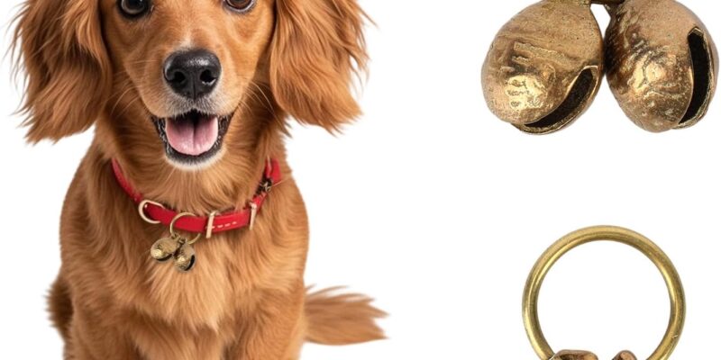 Penitue Campanas de Cobre Extra Fuertes para Perros, Collar para Mascotas de latón de 18 mm con Colgante Vintage para Perros pequeños y Gatos Accesorios Seguimiento de Seguridad